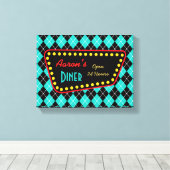Retro op maat gemaakte dinerbord kunst canvas afdruk (Insitu (Houten vloer))