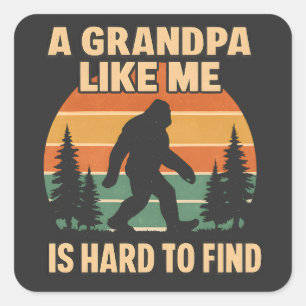 Retro Opa Bigfoot Vintage Sasquatch Grappig Vierkante Sticker