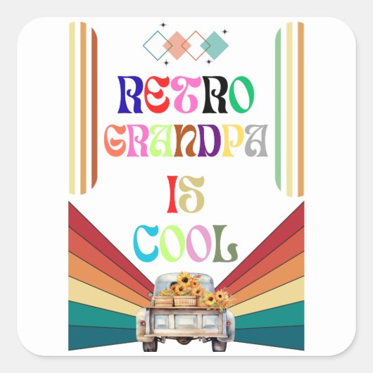 Retro opa is geweldig vierkante sticker (Voorkant)