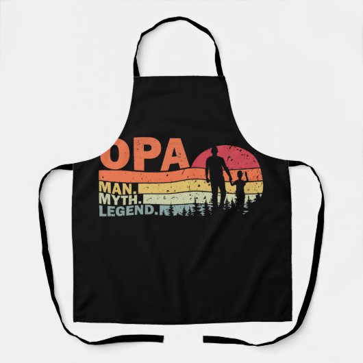 Retro Opa Man Myth Opa Legend Fathers Day Schort (Voorkant)