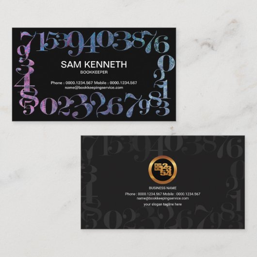 Retro Opal Color Numbers Lijst Bookkeeper Visitekaartje (Voorkant / Achterkant)