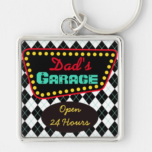 Retro Opa's Garage Sleutelhanger Cadeau (Voorkant)