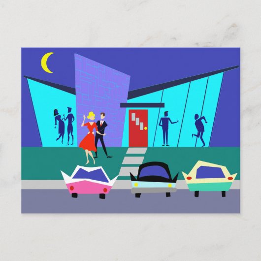 Retro Open House Party-Briefkaart Briefkaart (Voorkant)