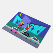 Retro Open House Party deur Mat (Schuin)