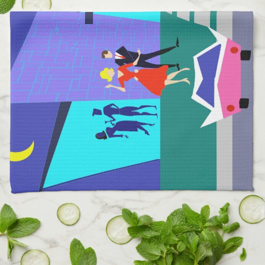 Retro Open House Party Kitchen Towel Theedoek (Gevouwen)