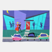 Retro Open House Party Kitchen Towel Theedoek (Horizontaal)