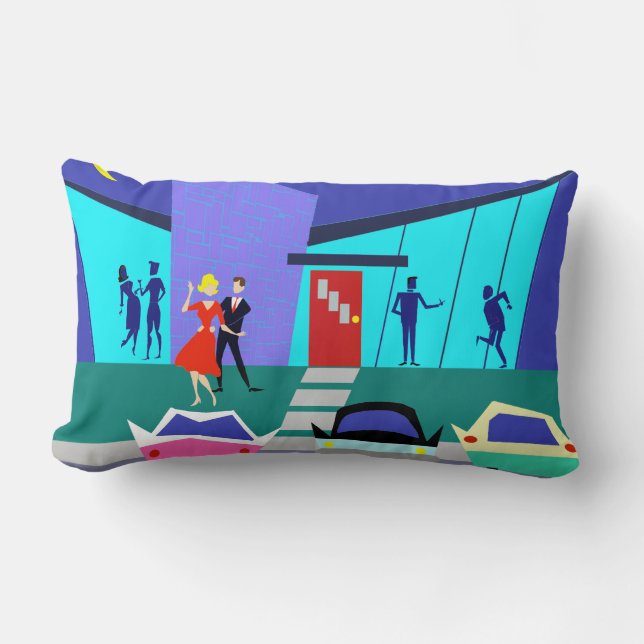 Retro Open House Party Lumbar Pillow Kussen (Voorkant)