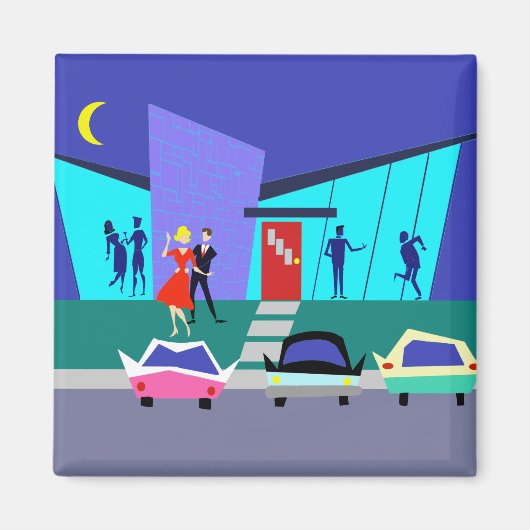 Retro Open House Party Magnet (Voorkant)