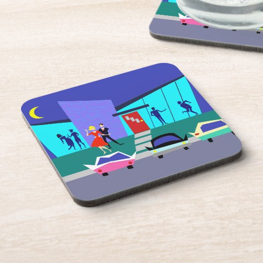 Retro Open House Party plastic Onderzetters (Linkerzijde)