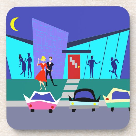 Retro Open House Party plastic Onderzetters (Voorkant)