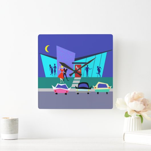 Retro Open House-wandklok Vierkante Klok (Huis)