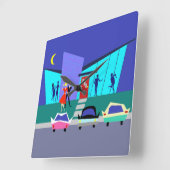 Retro Open House-wandklok Vierkante Klok (Hoek)