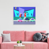 Retro Open Huis Party Uitgerekte Canvas Print (Insitu (Woonkamer))