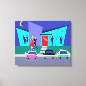 Retro Open Huis Party Uitgerekte Canvas Print (Voorkant)