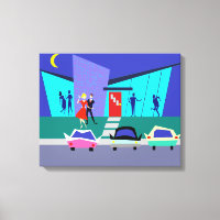 Retro Open Huis Party Uitgerekte Canvas Print