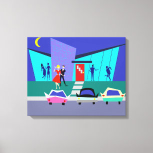 Retro Open Huis Party Uitgerekte Canvas Print