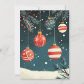 Retro opknoping Ornamenten Rood Wit Baubles Xmas Feestdagenkaart (Voorkant)