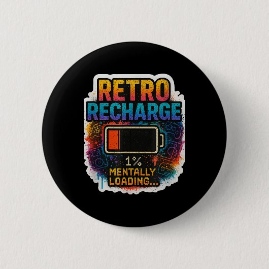 “retro Opladen – Geestelijk aan het laden…”  Ronde Button 5,7 Cm (Voorkant)