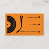 Retro-opmaakrecordspeler oranje visitekaartje (Achterkant)