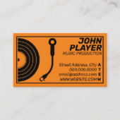 Retro-opmaakrecordspeler oranje visitekaartje (Voorkant)