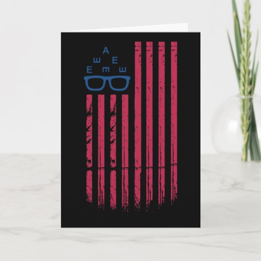 Retro Optometrist Amerika Vlag 4 Juli Gezichtsploe Kaart (Voorkant)