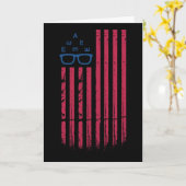 Retro Optometrist Amerika Vlag 4 Juli Gezichtsploe Kaart (Gele Bloem)