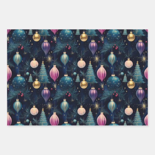 Retro Opulent Bauble Gift Wrapping Paper (Voorkant)