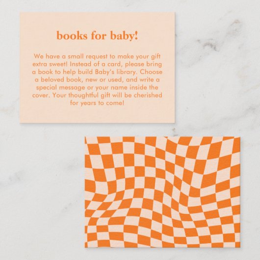Retro Orange Abstract Check Custom Books for Baby Informatiekaartje (Voorkant / Achterkant)