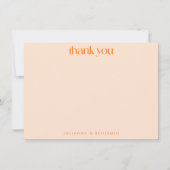 Retro Orange Abstract Checkerboard Wedding Custom Bedankkaart (Voorkant)