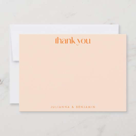 Retro Orange Abstract Checkerboard Wedding Custom Bedankkaart (Voorkant)