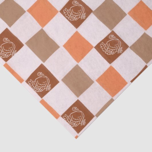 Retro orange and brown Turkey Checkered Tissuepapier (Detail)