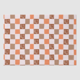 Retro orange and brown Turkey Checkered Tissuepapier