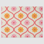 Retro Orange and Pink flowers on Ogee Pattern  Tissuepapier (Voorkant)