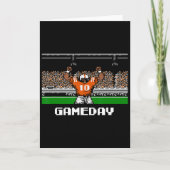 Retro Orange And White Footbyll Gameday 8 Bit Vide Kaart (Voorkant)