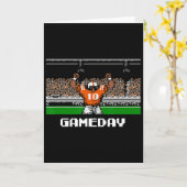 Retro Orange And White Footbyll Gameday 8 Bit Vide Kaart (Gele Bloem)