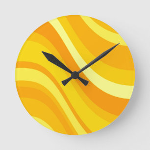 Retro Orange and Yellow Wall Clock Ronde Klok
