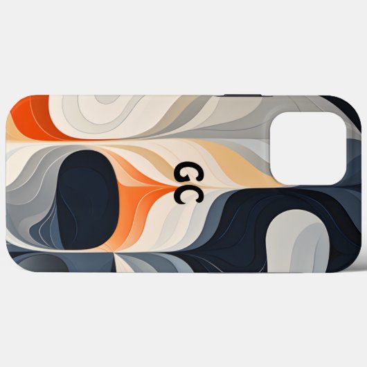 Retro Orange Black and Grey IPhone Case (Achterkant (horizontaal))