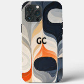 Retro Orange Black and Grey IPhone Case (Achterkant)