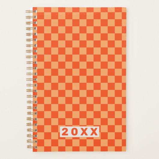 Retro Orange Checkerboard 2026 Planner (Voorkant)