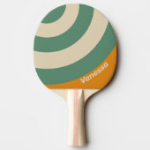 Retro Orange Circle Stripe with Name Tafeltennisbatje (Achterkant)