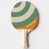 Retro Orange Circle Stripe with Name Tafeltennisbatje (Voorkant)