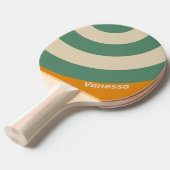 Retro Orange Circle Stripe with Name Tafeltennisbatje (Voorkant Gekanteld)
