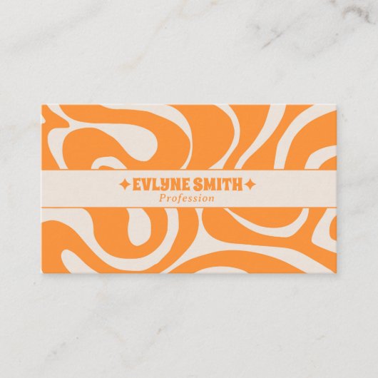 Retro Orange Cream QR Code 70s Boho Groovy Funky Visitekaartje (Voorkant)