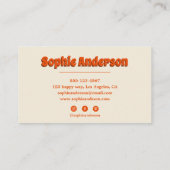 Retro Orange Floral Checkered Business Card Visitekaartje (Achterkant)