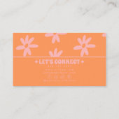 Retro Orange Pink 70s Groovy Floral Boho Girly Fun Visitekaartje (Achterkant)
