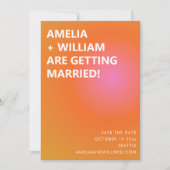 Retro Orange Pink Bold Gradient Modern Wedding  Save The Date (Voorkant)