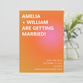 Retro Orange Pink Bold Gradient Modern Wedding  Save The Date