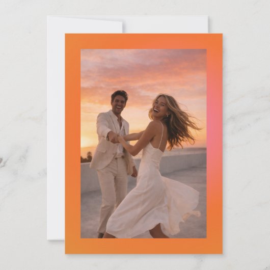 Retro Orange Pink Bold Gradient Photo Wedding Save The Date (Achterkant)