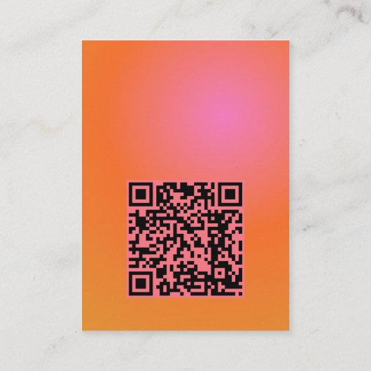 Retro Orange Pink Gradient Wedding QR Code RSVP Informatiekaartje (Achterkant)