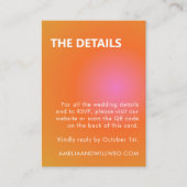 Retro Orange Pink Gradient Wedding QR Code RSVP Informatiekaartje (Voorkant)